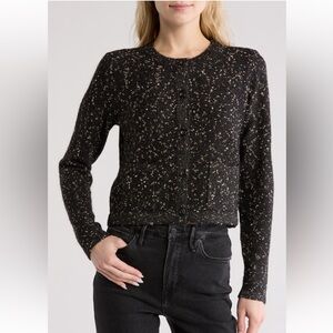 Lucky Brand Metallic Speckled Bouclé Cardigan in Charcoal Multi Size X-Large NWT